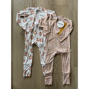 Bamboo Sleeper Set 2 Pack Floral Smiley Convertible Footies 6-12M NWT MYSA